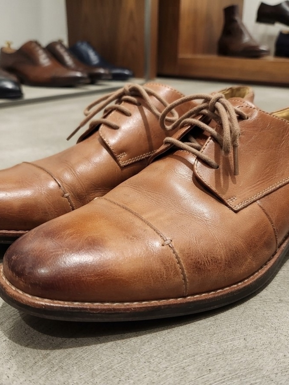 Sandro Moscoloni Tan Leather Derby Shoes